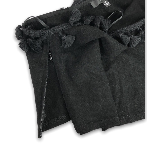 NWOT - Lulus - Black One Shoulder Tassel Linen Blend - Medium - Picture 6 of 8